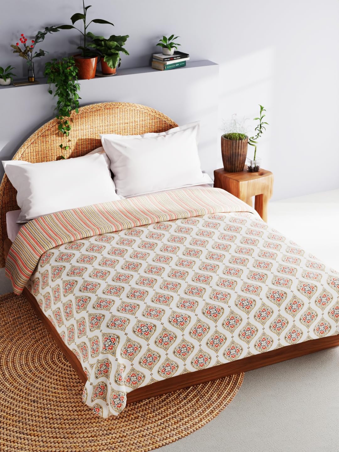 Bianca Extremely Soft 100% Muslin Cotton Dohar with Pure Cotton Flannel Filling -1pc Double Size (Mezzo) Ornamental-Mustard/Multi-picture-16