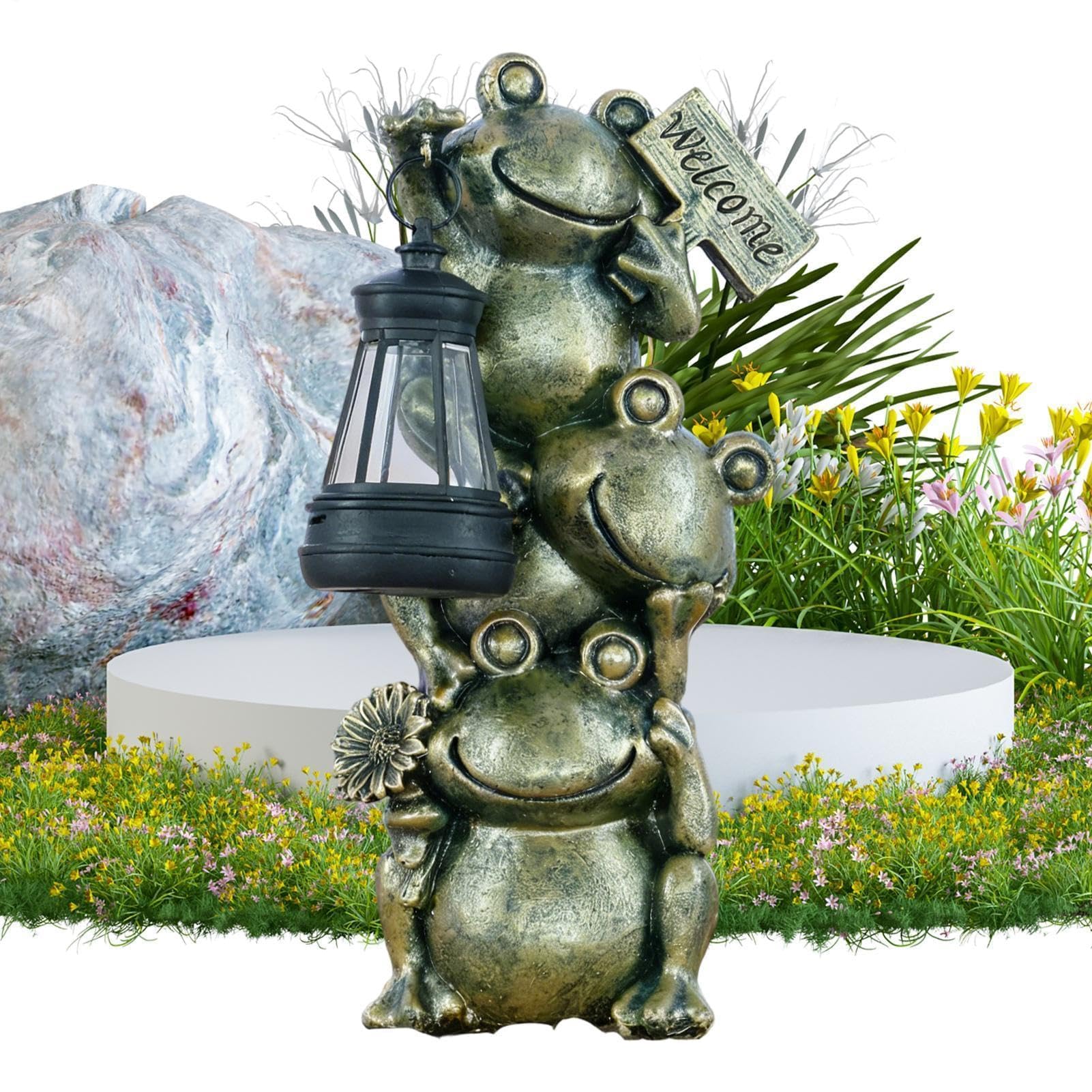YUANCHUTOP Frog Solar Lights Outdoor Garden | LED Frog Statues Path Lamps - Solar Lights Outdoor Figurines,for Walkway Patio Lawn Courtyard Pathway Ground Waterscape Yard