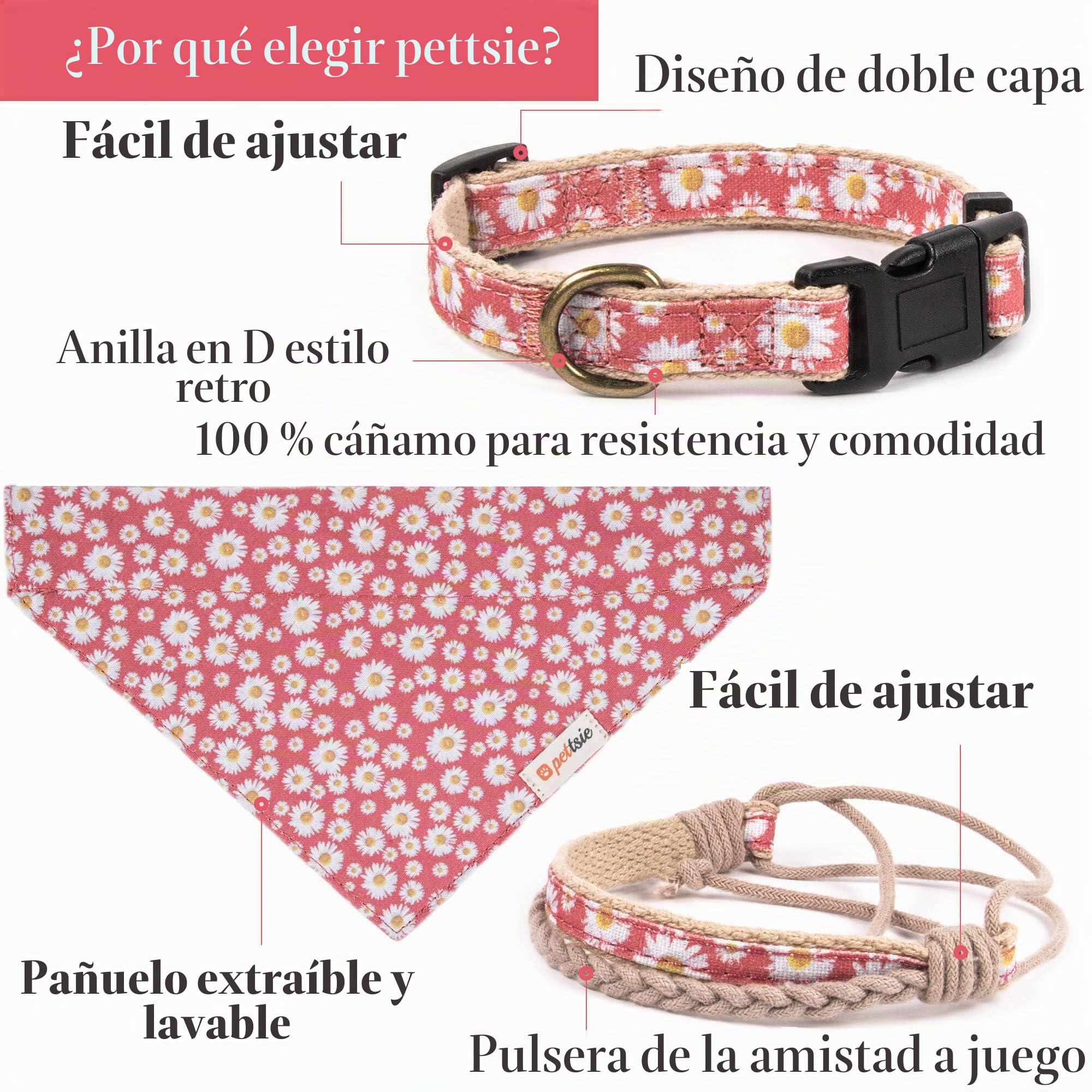 Collar para Perros con Bandana y Brazalete de Amistad Marca Pettsie