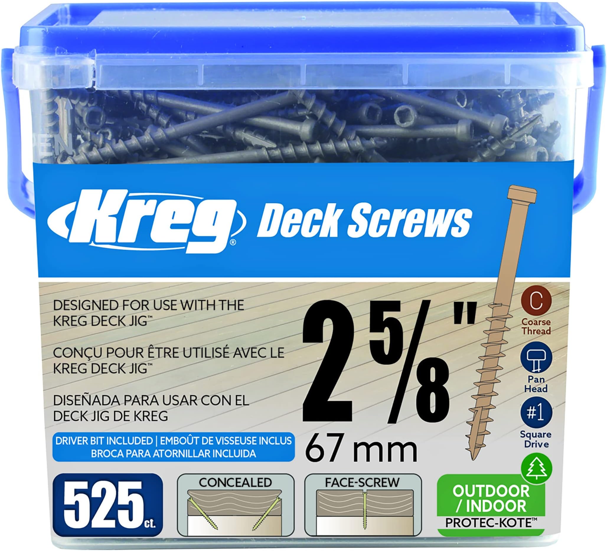 KregTool Company SDK-C262W-525 2-5/8-Inch 525 CT Protec-Kote Deck Screw