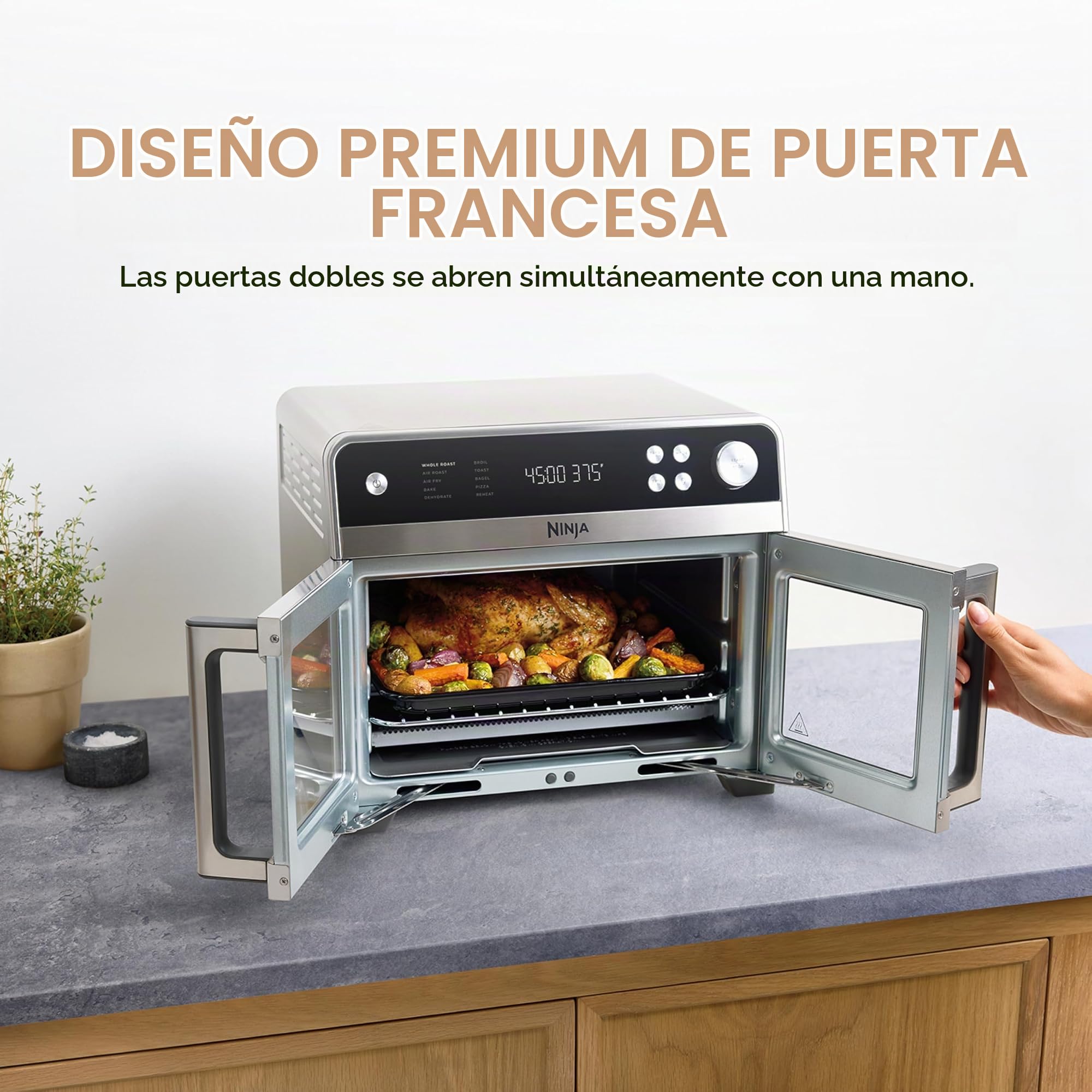Ninja French Door Premier FO101 Airfryer, horno de convección, tostadora