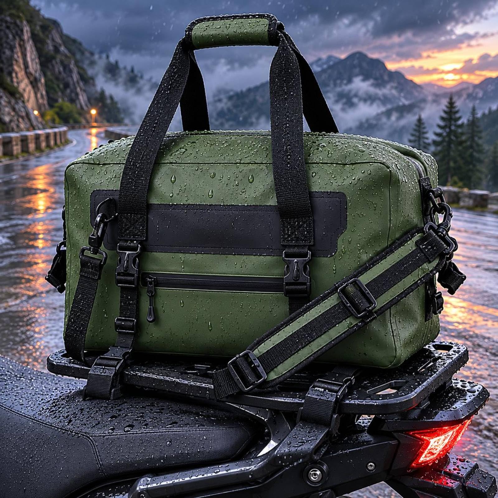 F Fityle Equipaje de Motocicleta Bolsa Trasera Maleta Mochila con Construcción Suave Impermeable y Cremallera Sellada Gran Capacidad y Fácil Traslado Adecuado, Negro, Negro, 40L