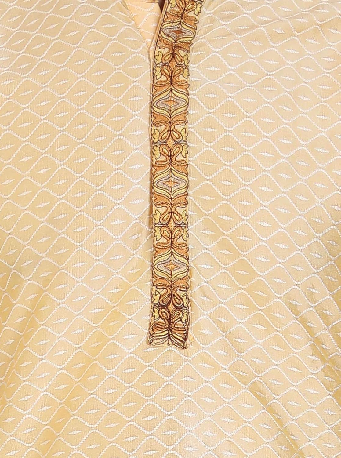 SKAVIJ Men’s Jacquard Silk Embroidered Kurta Pajama Set - Eid & Ramadan Festive Ethnic Wear - Image 3