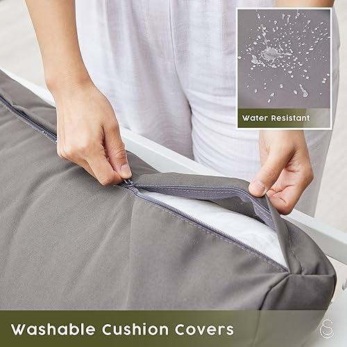 Miniatura 3 de Sunset & Cie Moderno juego de muebles de patio de aluminio de 4 piezas, juego de patio con 1 sofá biplaza, mesa auxiliar y 2 sillas, muebles de