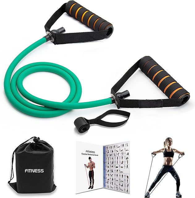YUANMIU Professional Tube Exercise Resistance Band With Comfortable Handles, Ideal for Physical Therapy, Strength Training, Muscle Toning, Door Anchor Storage Bag included