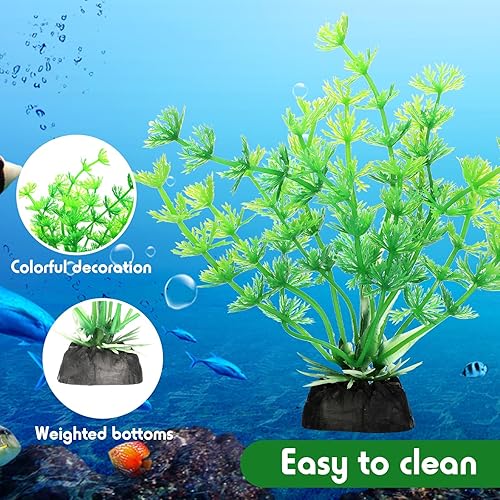 Miniatura 4 de XunYee 100 plantas de acuario artificiales para pecera, decoraciones de pecera de 1.57 a 11.81 pulgadas, plantas de plástico para pecera, tortuga
