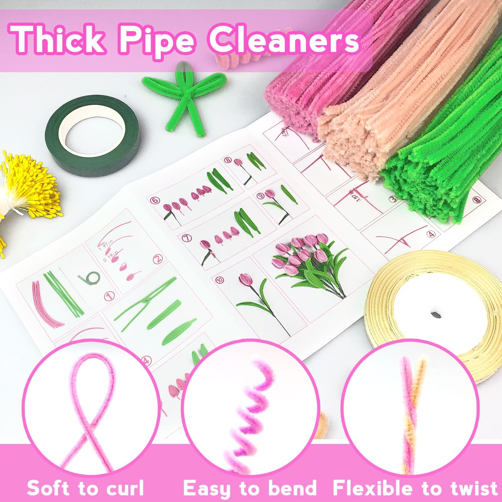 Ronronner 622-tlg. Pfeifenputzer Set - DIY Bastelset Mit 7 Farben Für Blumen & Figuren