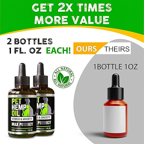 Miniatura 3 de Paquete de 2 aceites de cáñamo para perros y gatos – Ayuda a las mascotas con ansiedad, dolor, estrés, sueño, artritis, convulsiones – Alivio de la
