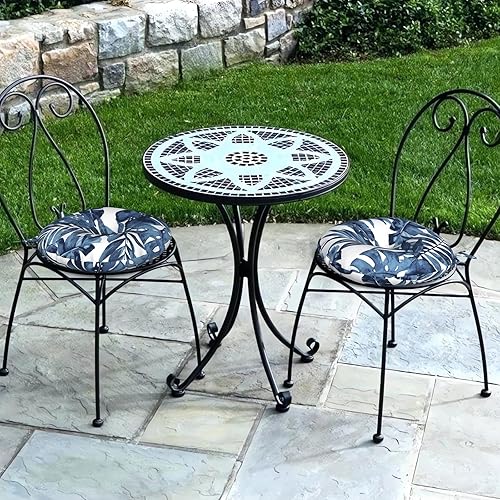 Miniatura 2 de DYTXIII Juego de 2 cojines redondos para sillas de exterior con lazos de 15 x 15 pulgadas, cojín suave de repuesto impermeable para decoración del