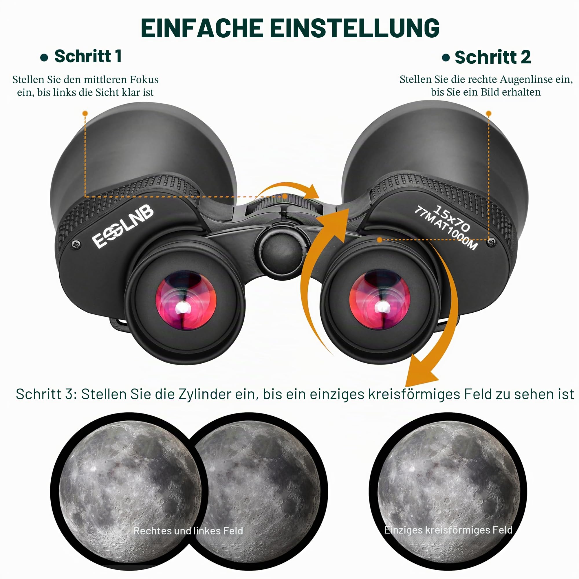 ESSLNB Astronomie Fernglas Groß 15X70 Großfernglas für Erwachsene mit Handy Adapter Stativadapter und Tasche