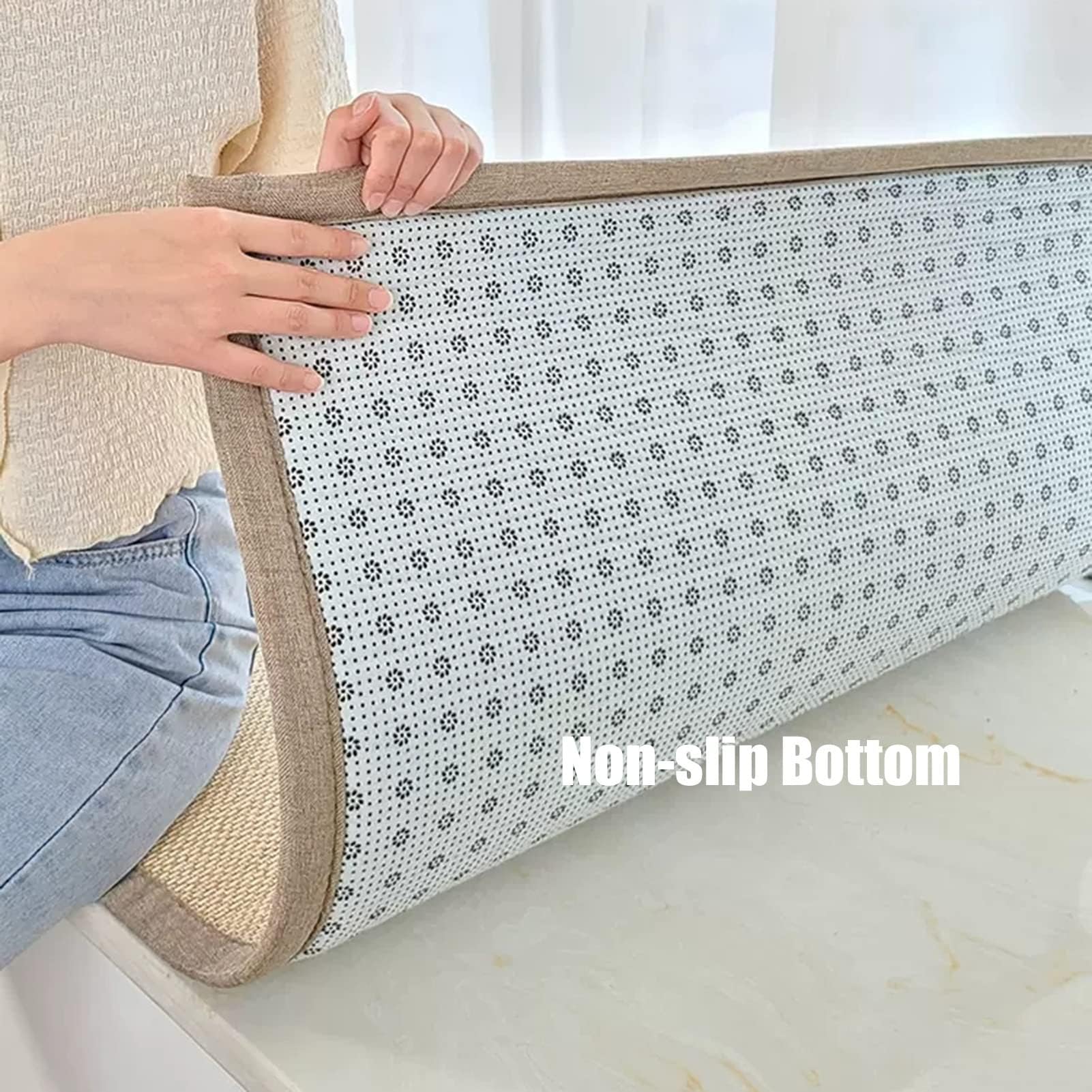 Jute-Teppich – Baumwoll-Bordüre mit Fischgrätenmuster, natürliches Flachgewebe, Läufer für Wohnzimmer, Küche, Flur – und Sisal-Teppichmatte