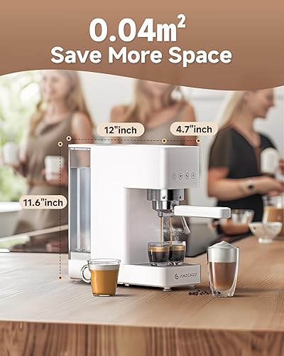 Miniatura 7 de AMZCHEF Máquina de café expreso de 20 bares, cafetera compacta con espumador de leche a vapor, cafetera con tanque de agua extraíble de 50 onzas