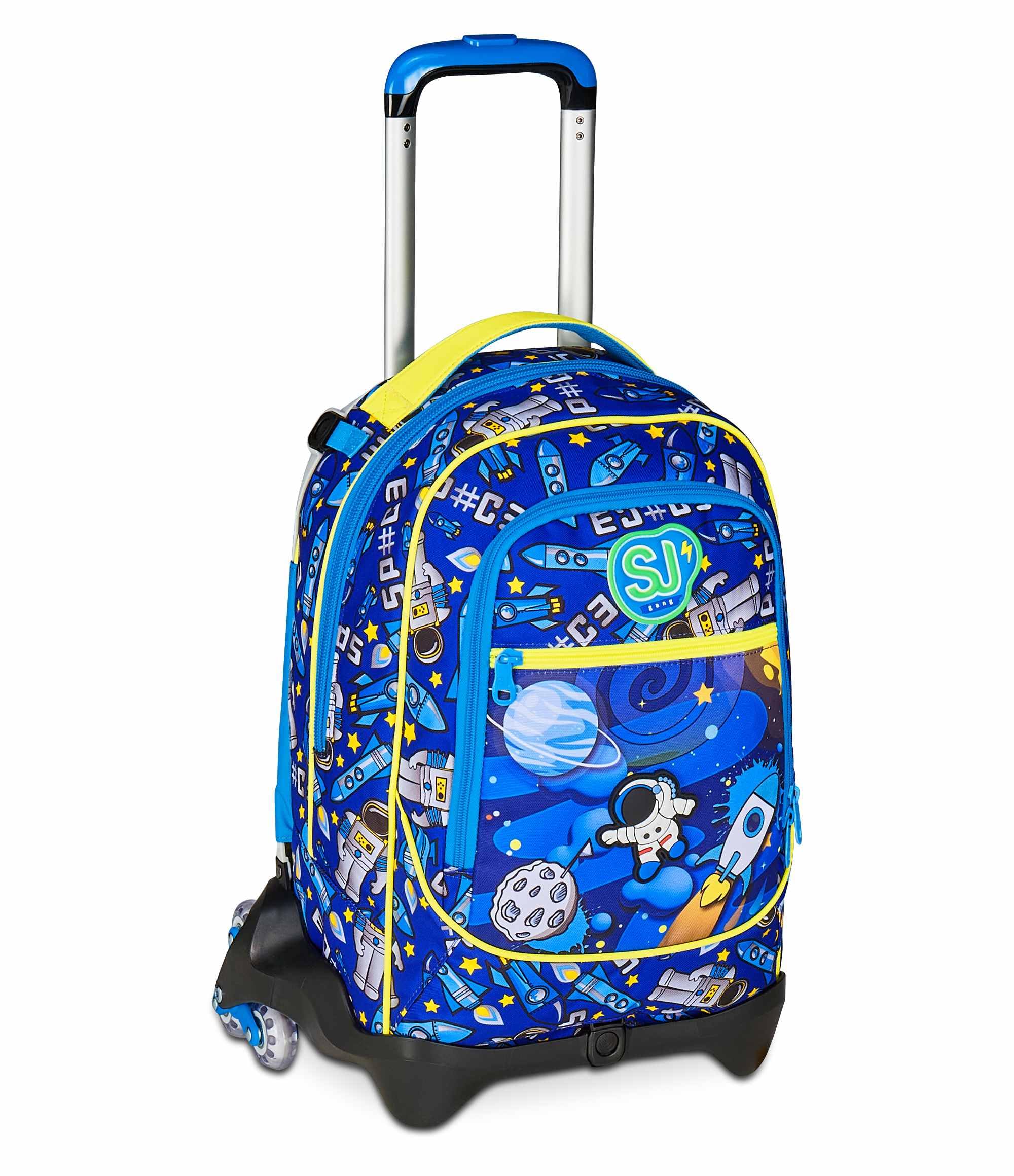 SJ GANG STYLE JAM GANG Trolley Scuola Jack 3 Ruote, Blu, 3 in 1, Zaino Triplo Uso con Carrello Sganciabile, 33 L, Zaino Scuola Elementare, Zaino Bambino