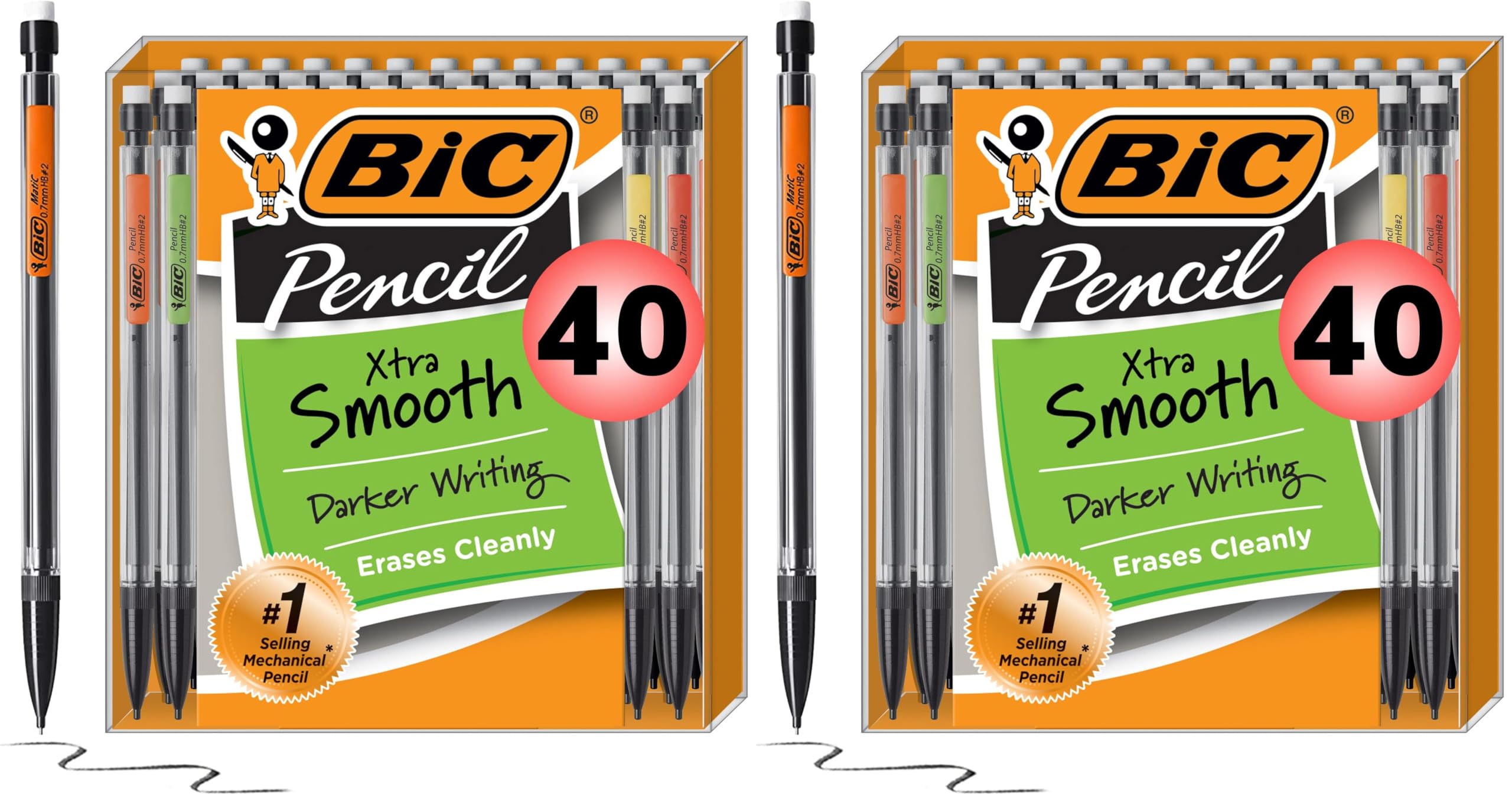 BIC Xtra-Smooth Mechanical Pencil, Medium Point (0.7 mm), 40-Count (Pack of 2)