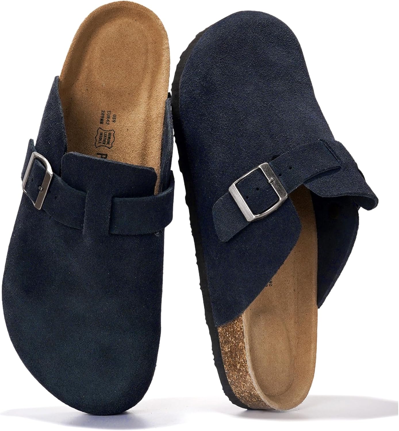 Project Cloud Mens Clogs - Full Grain Genuine Leather Memory Foam Clogs for Men Arch Support Cork Footbed - Non Slip Platform Mules (Brooklyn)