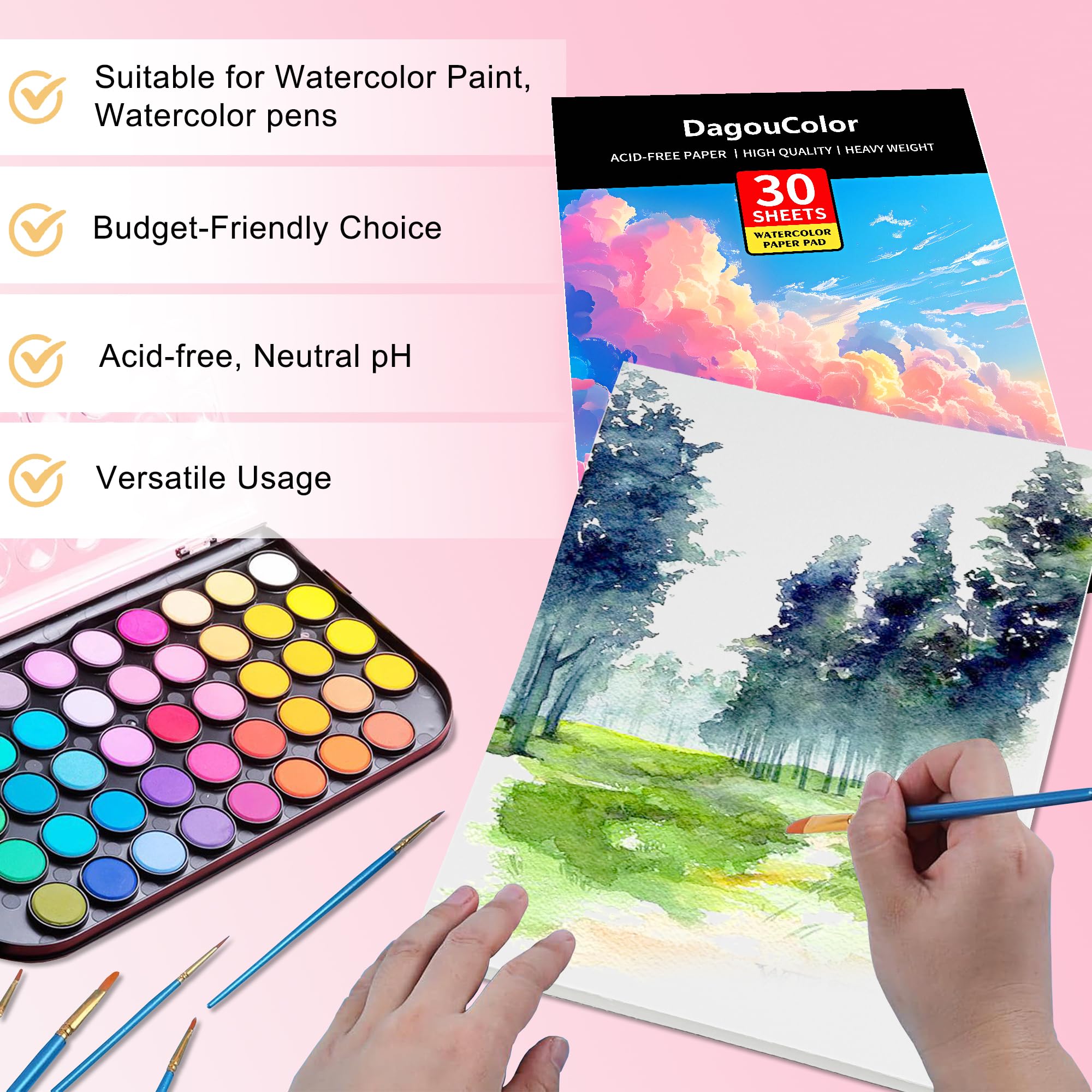 Brelet Lot De 150 Feuilles De Papier Aquarelle 300 G-m², 10 × 15 Cm