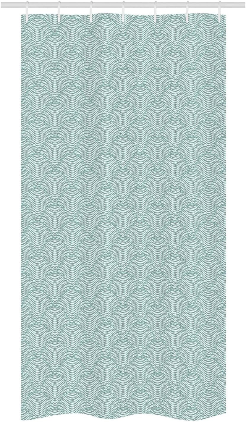 Ambesonne Geometric Stall Shower Curtain, Fish Scale Pattern Half Circles Dots Geometric Arrangement Circular Motifs, Fabric Bathroom Decor Set with Hooks, 36" W x 72" L, Seafoam White