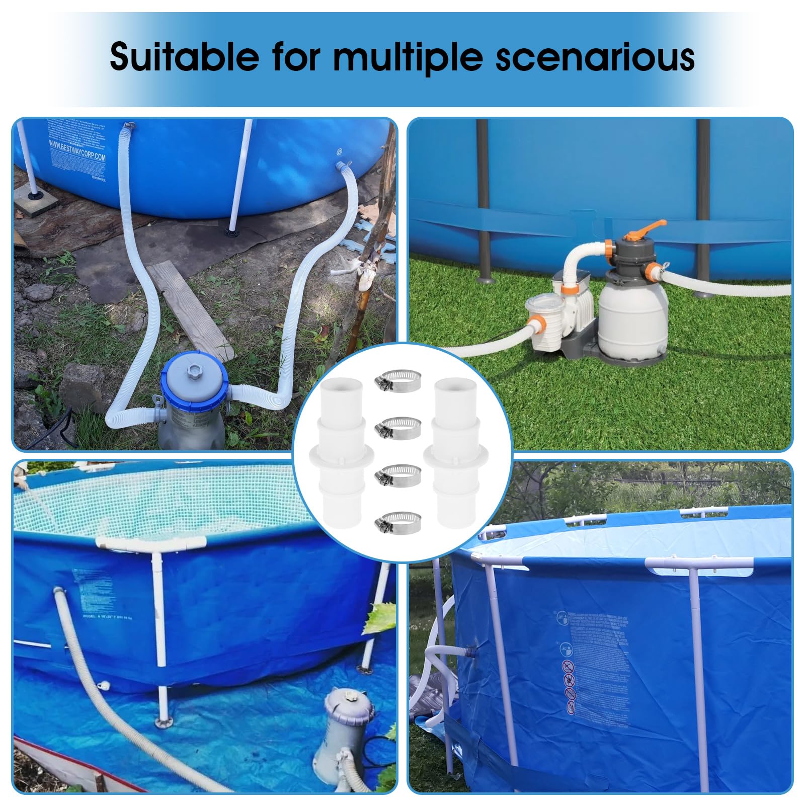 Connettori Per Tubo Da Piscina, Connettori Per Tubo Con Morsetti Adattatori Per Connettore Da Piscina Da 32 Mm A 38 Mm Adattatori Per Tubo Da Piscina Adattatori Per Tubo 88414401