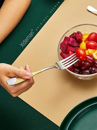 Miniatura 5 de Xideman Juego de tenedores martillados prémium (8.1 pulgadas), cubiertos de tenedores de acero inoxidable 1810, 6 tenedores de metal para el hogar,