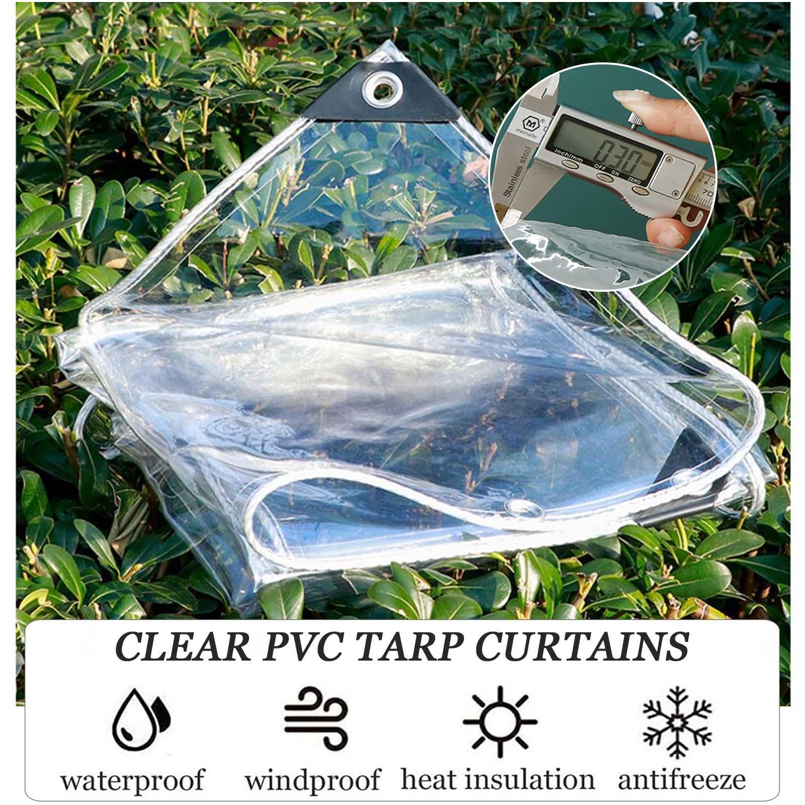 Transparente PVC-Pergola-Plane, Seitenteile mit Ösen, für den Außenbereich, Pavillon-Vorhang, 0,3 mm dick, transparent, Terrassen-Planen-Vorhänge, B x H 1 x 0,5 m