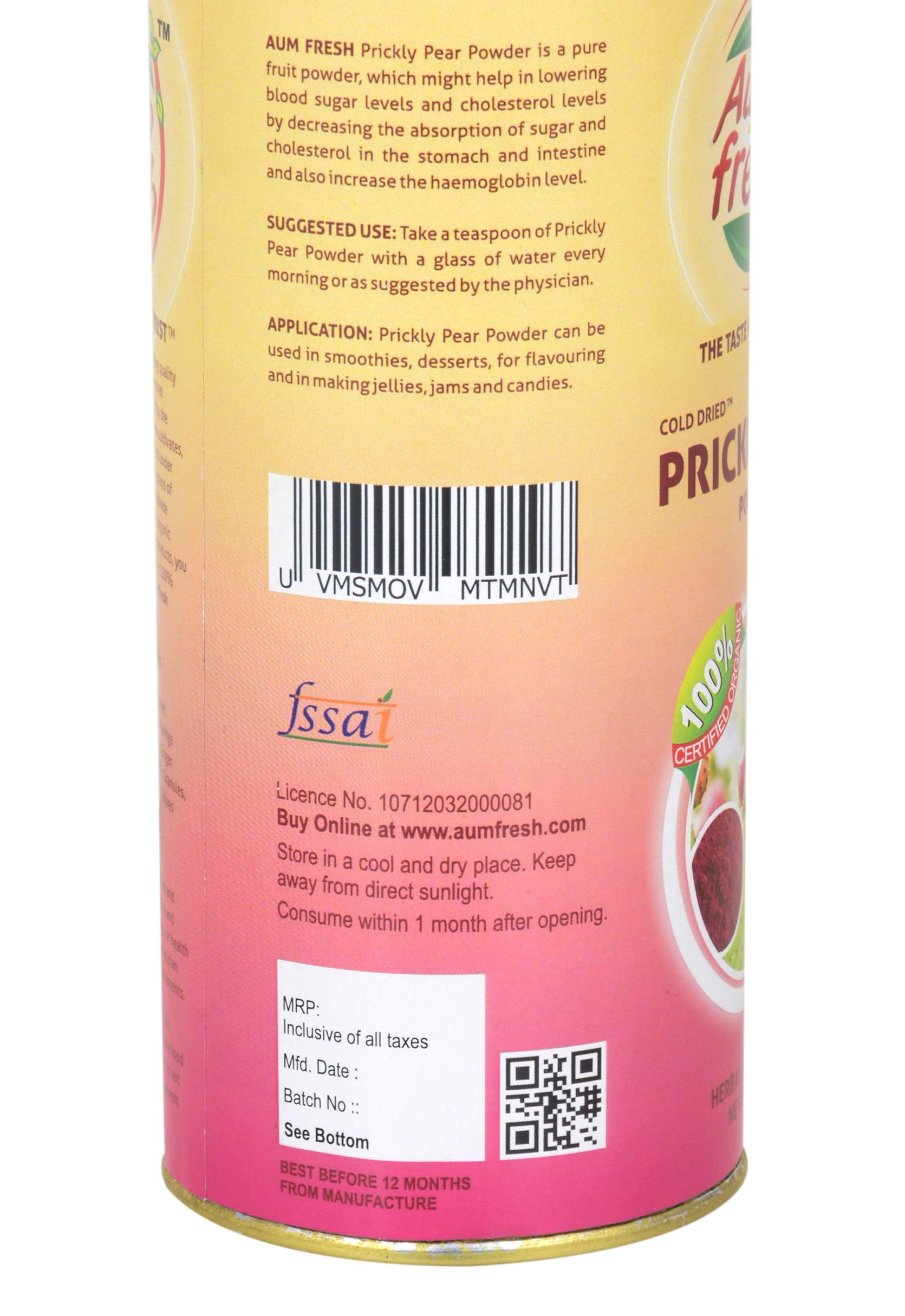 AumFresh Prickly Pear Fruit Powder - 100% Pure & Natural,100 gm | Real Fruit Powder - Image 8 thumbnail