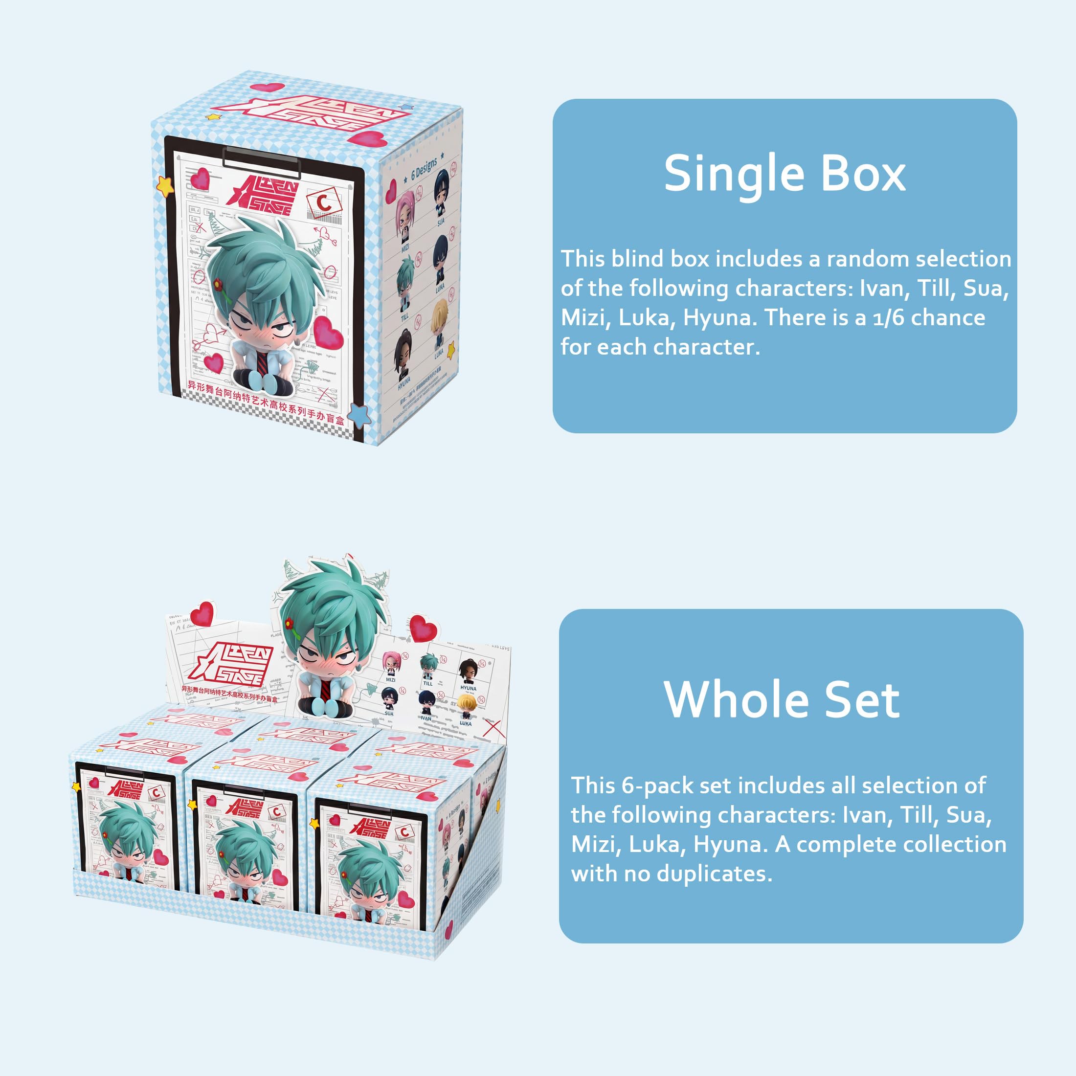 YJacuing Alien Stage Anakt Arts High School Blind Box Figur (ganzes Set) | Zombie Stage, AAHS-Serie, Zomst, Alnst, offizielle Figur, Anime-Merch, Heimdekoration