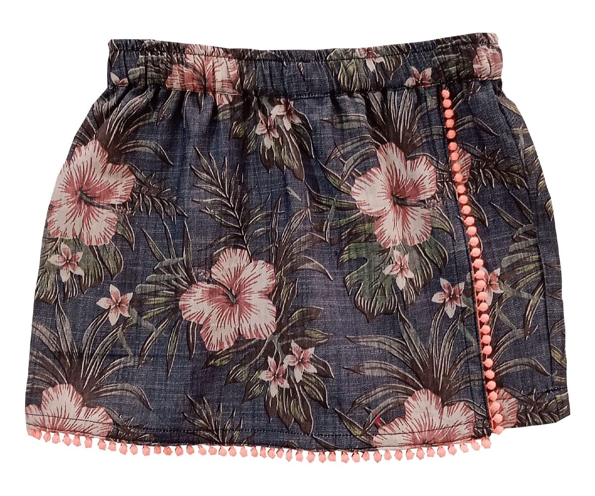 Girls’ Grey Floral Print Snowflakes Skorts – Cute & Comfortable Kids Summer Bottoms
