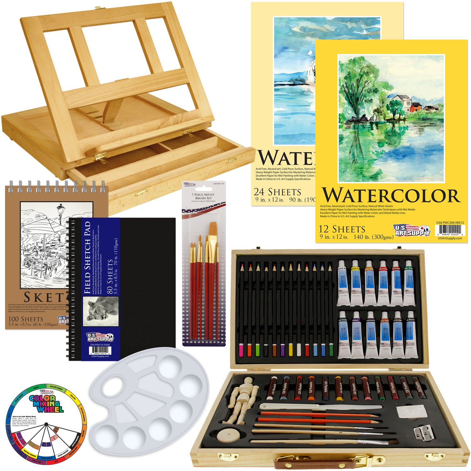 Buy US Art Supply 60Piece Custom Artist Watercolor Painting Set with