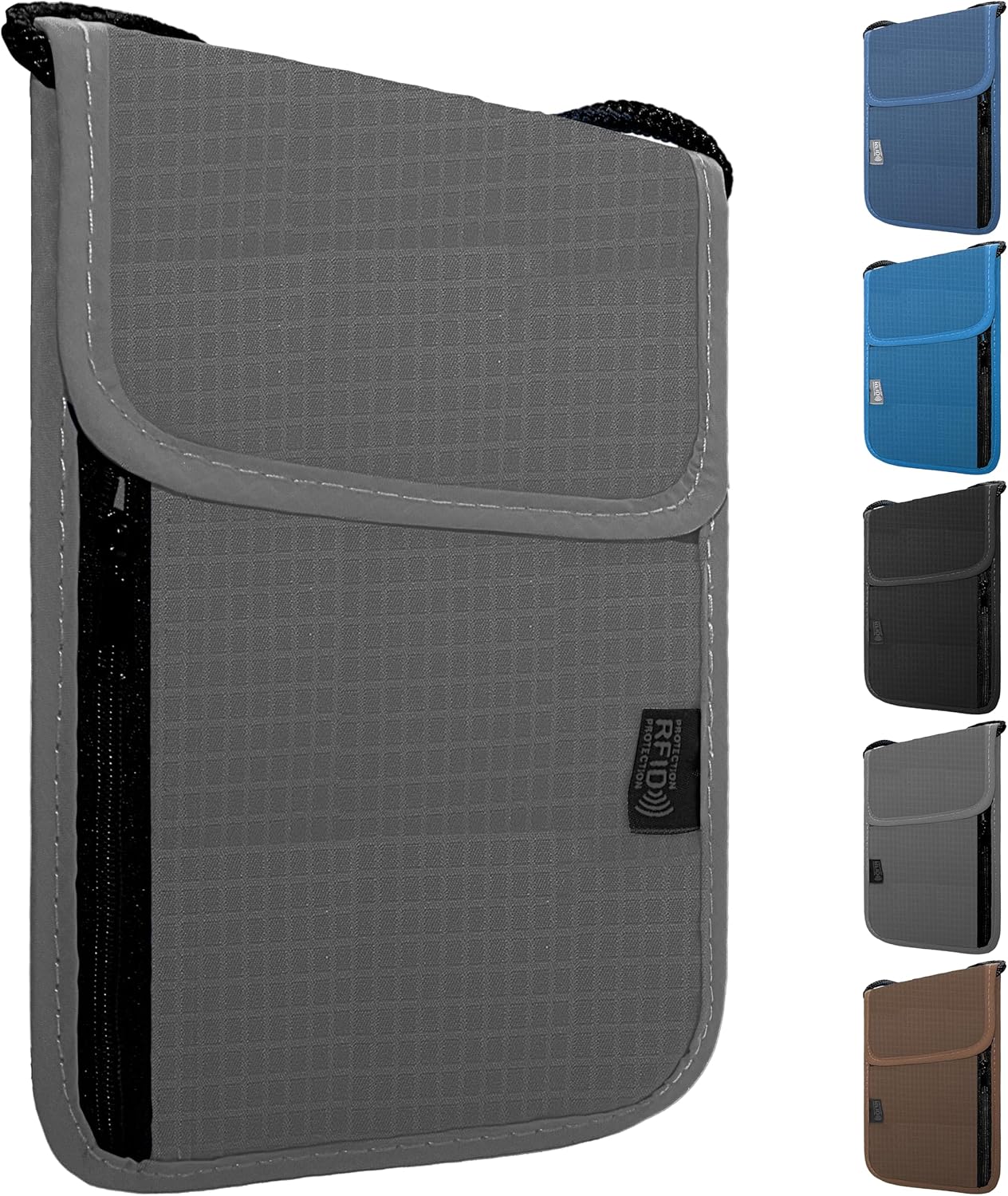 Travel Neck Wallet with RFID Blocking – Passport Holder Organizer Neck Pouch – Portable Easy to Conceal Travel Pouch (Gray) Travel Neck Wallet with RFID Blocking – Passport Holder Organizer Neck Pouch – Portable Easy to Conceal Travel Pouch (Gray)