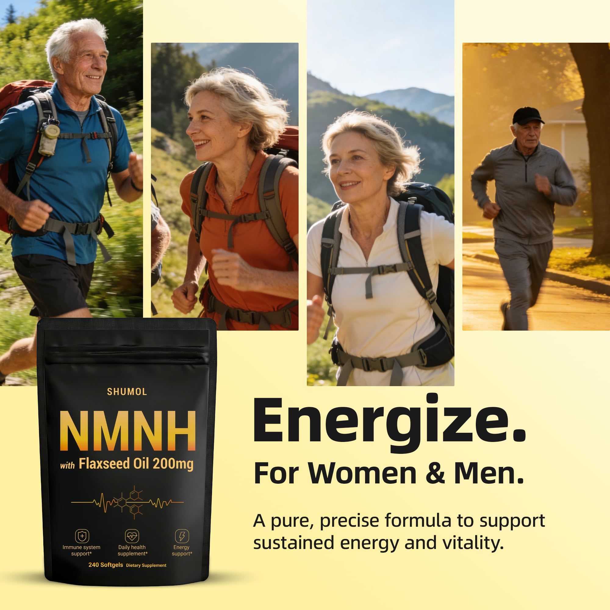 NMNH Supplement 240 Softgels, Liposomal NMN Softgel 500mg with Flaxseed Oil 200mg | Supports Energy & Healthy Anti Aging | High Absorption NAD Supplements for Women & Men | Non-GMO, Gluten Free — Amazon image 8