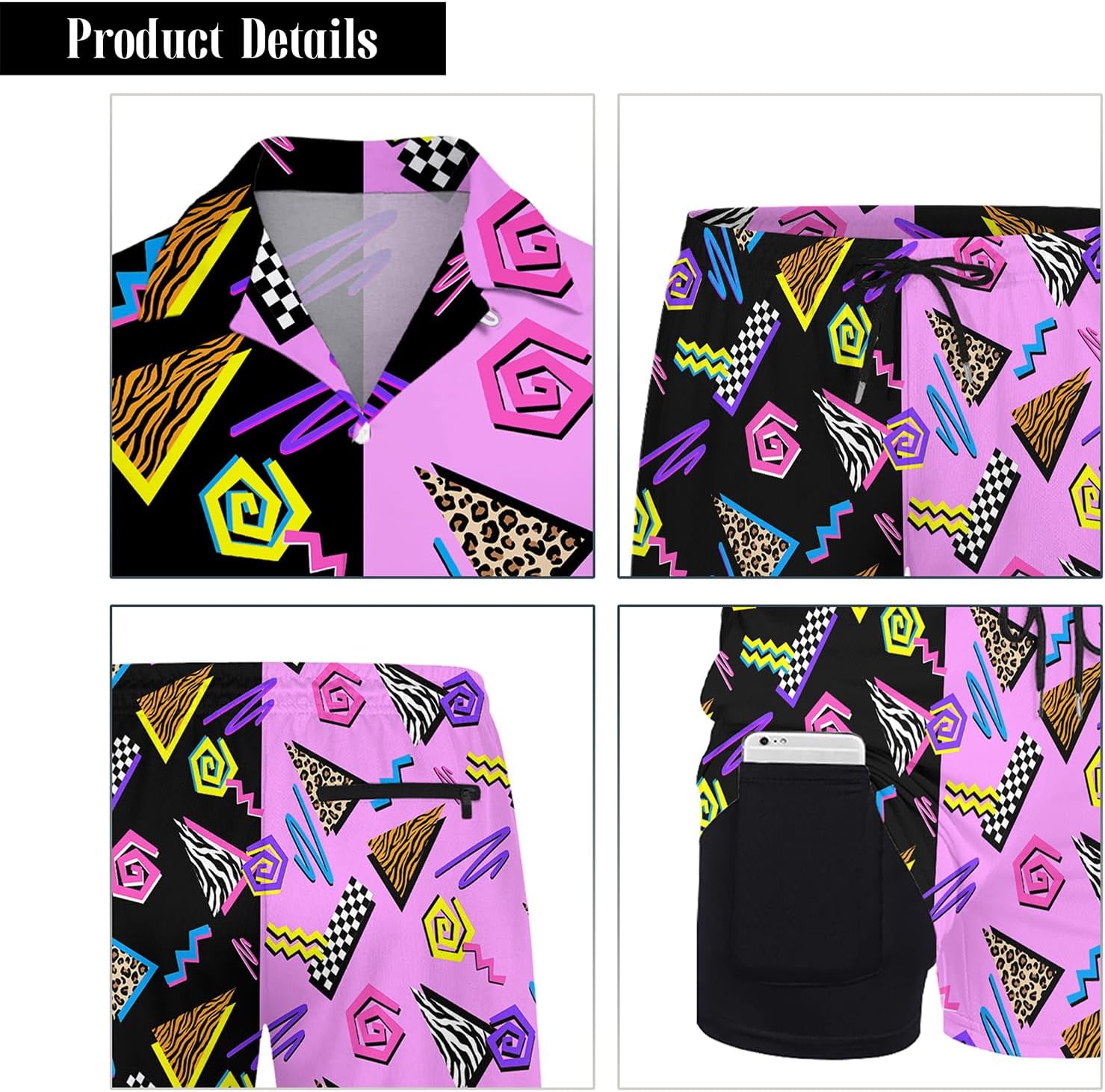 Mens 3 Piece Tracksuit Funny Hawaiian Shirt and Shorts Button Down Beach Shirts for Men with Bucket Hats - Image 3