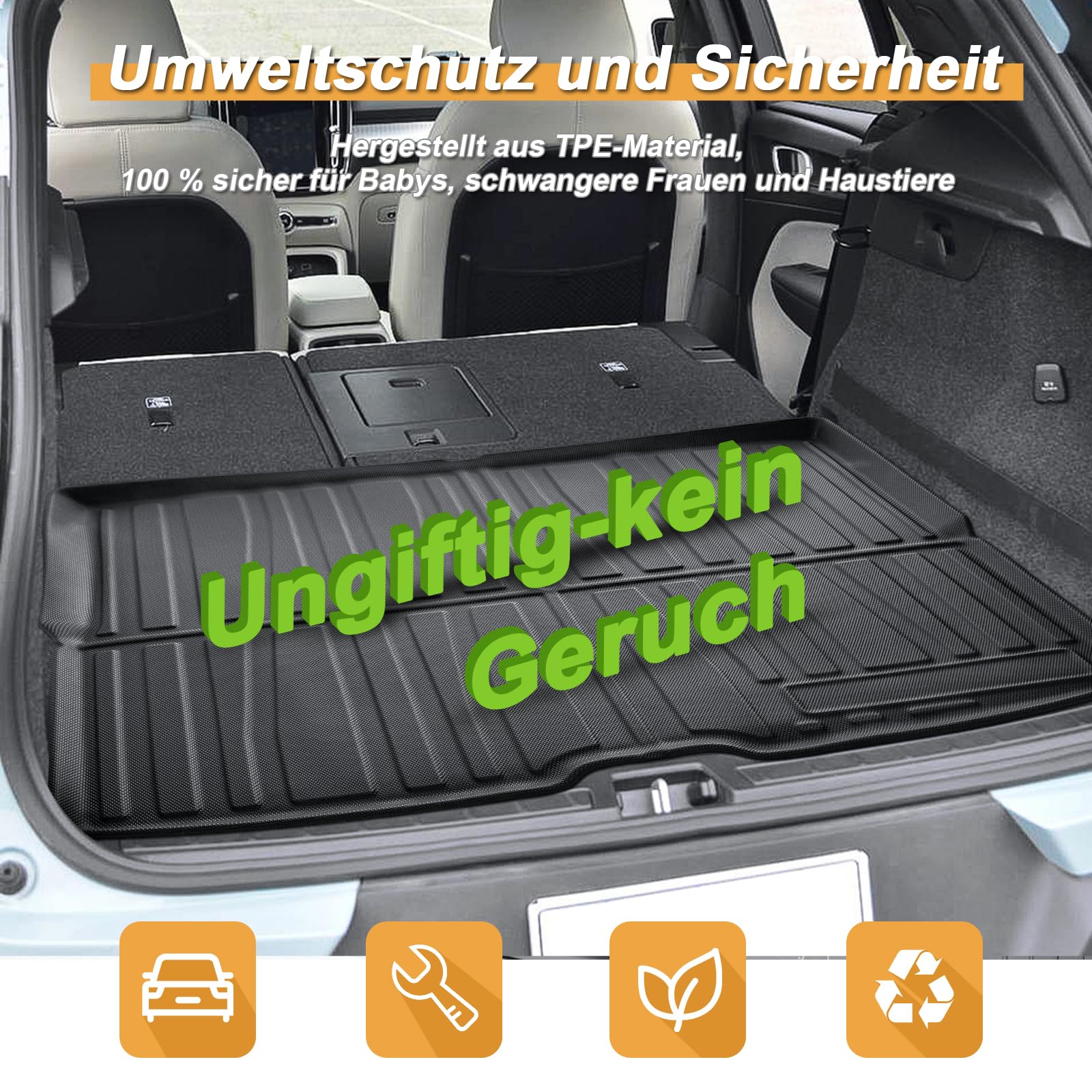 ECOZEN Mata do bagażnika 3D do Volvo XC40/C40 Recharge 2018-2025 TPE gumowa mata do bagażnika wodoodporna antypoślizgowa wysoka krawędź na każdą pogodę mata do bagażnika dla Volvo XC40
