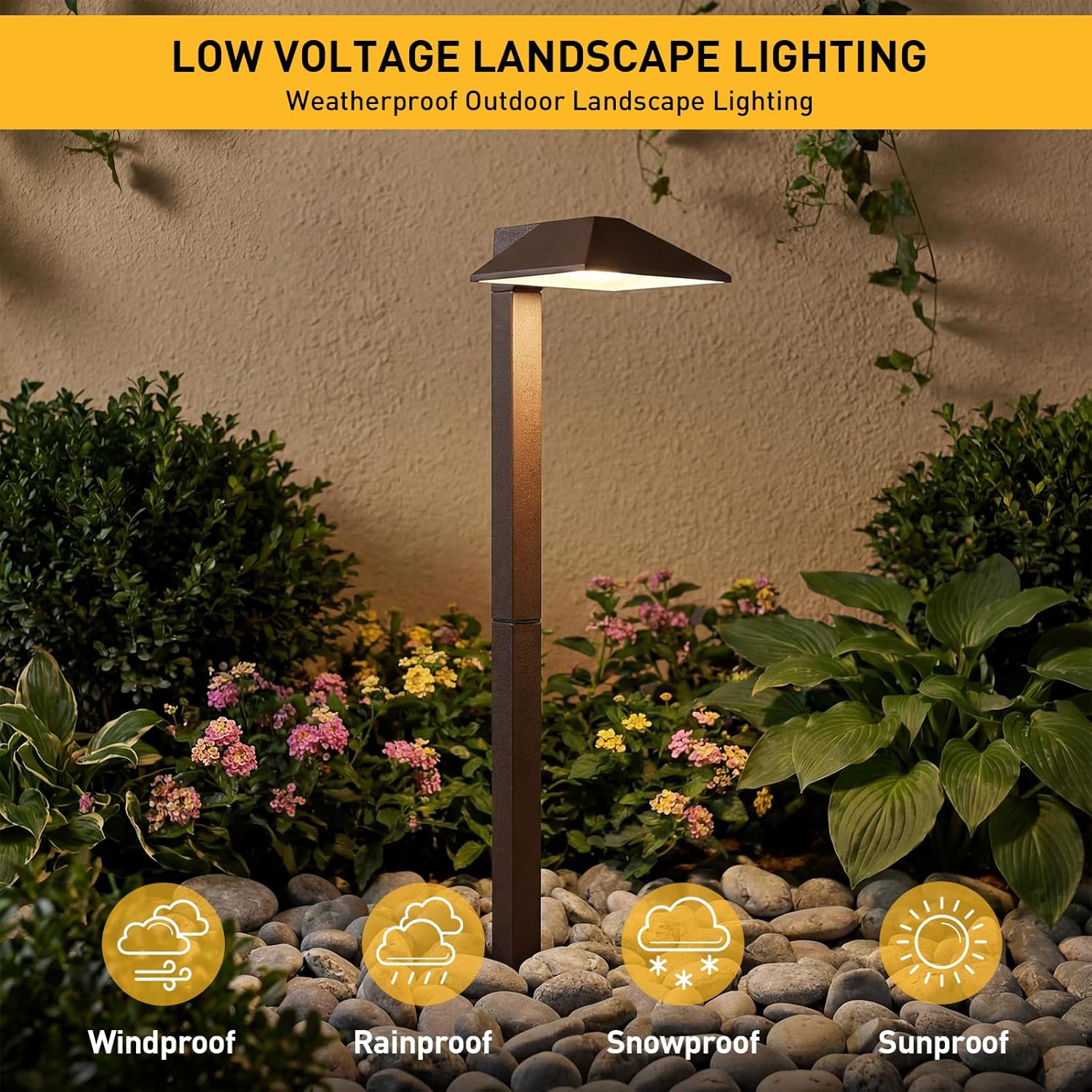 GOLDEN STAR Low Voltage Pathway Lights 1.2W Replaceable G4 LED 2PK Outdoor Landscape Lighting 40 Lumen Warm White Waterproof Garden Lights for Walkway Yard, Lawn Driveway with Easy Install Connectors