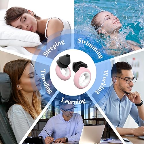 Miniatura 6 de Tapones para los oídos para dormir con cancelación de ruido, tapones de silicona reutilizables para reducción de ruido – 6 puntas para los oídos en