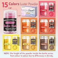 Vista 2 de Aheroi Set de purpurina comestible, 15 colores de polvo de lustre comestible, purpurina brillante para polvo de bebidas, purpurina para fondant