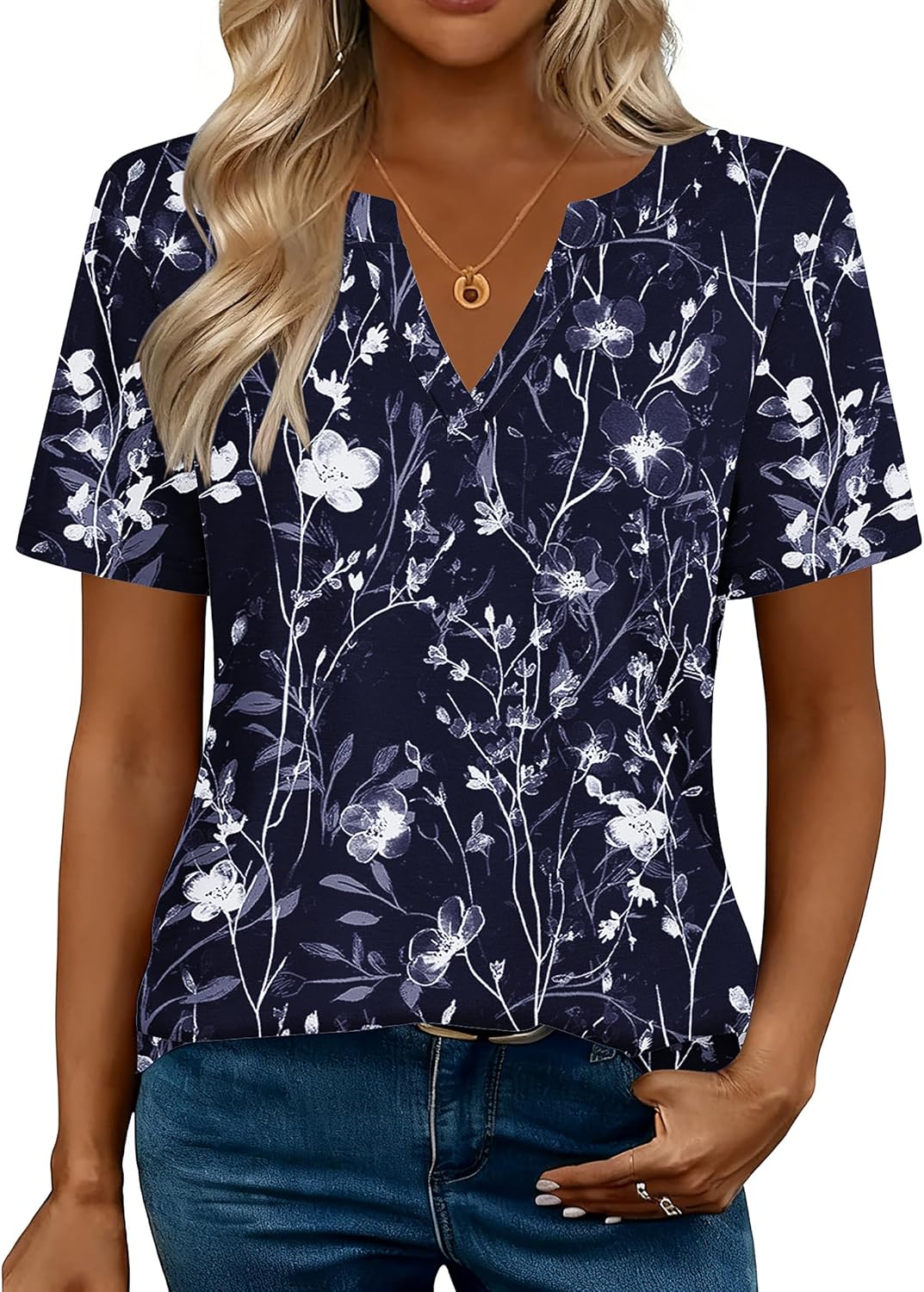 Zeagoo Womens Tops Short Sleeve V Neck Tee Shirts Cute Dressy Casual Clothing Business Work Blouse - Image 4