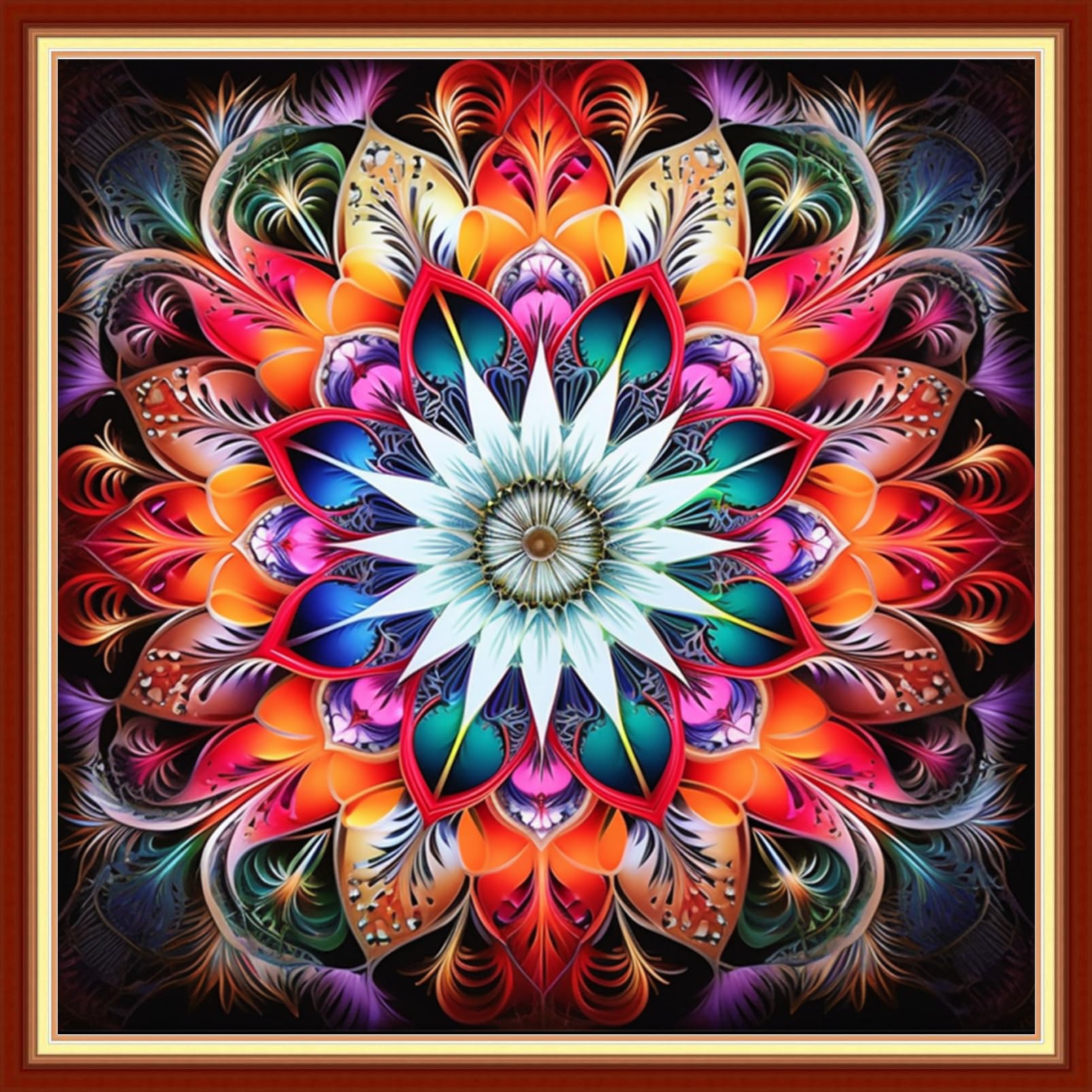 Dooxvey Cross Stitch Kits for Adults Stamped Full Range of Embroidery Starter Kits for Beginners 11CT Printed Cross Stitch Patterns Needlepoint Kits Stamped Crossstitch-Magic Mandala 18x18 inch