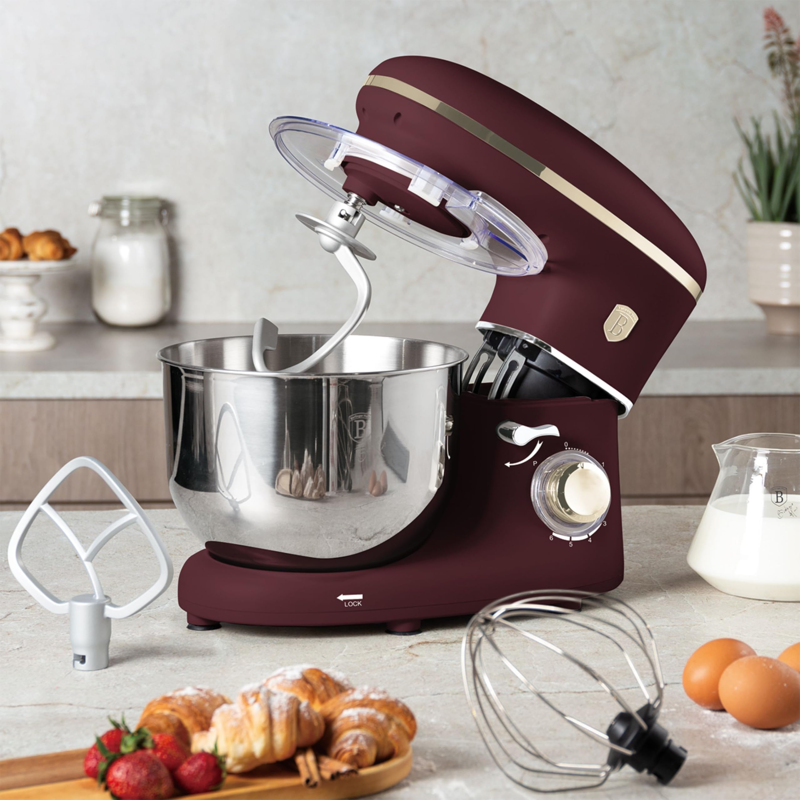 Berlinger Haus Leonardo Collection Robot kuchenny z miską ze stali nierdzewnej, 6 l, 1300 W, 6 biegów, z funkcją pulsu