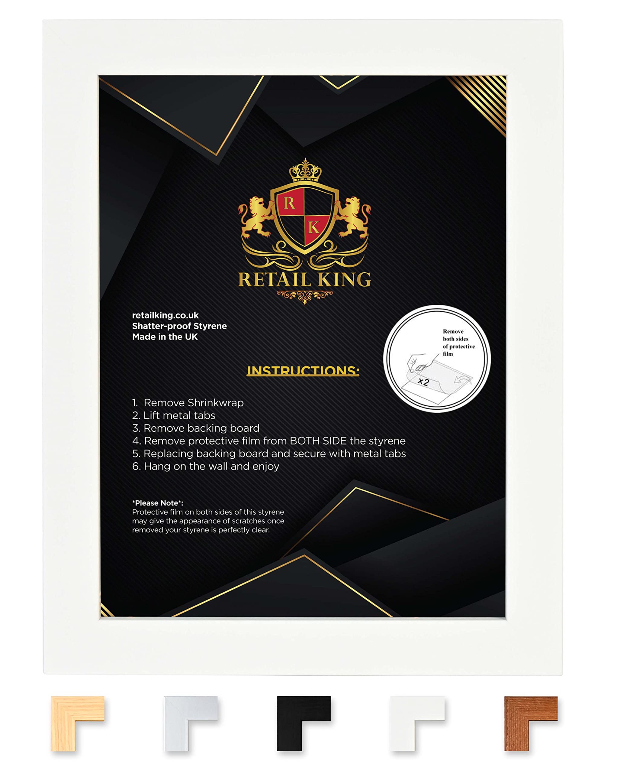 Modern Wooden Effect Photo Frames | Home Decor Picture frames | Tabletop & Wallhanging Poster Frames | Safe Perpex Front & Wall Mounting Frames (White, A5-148 * 210mm)