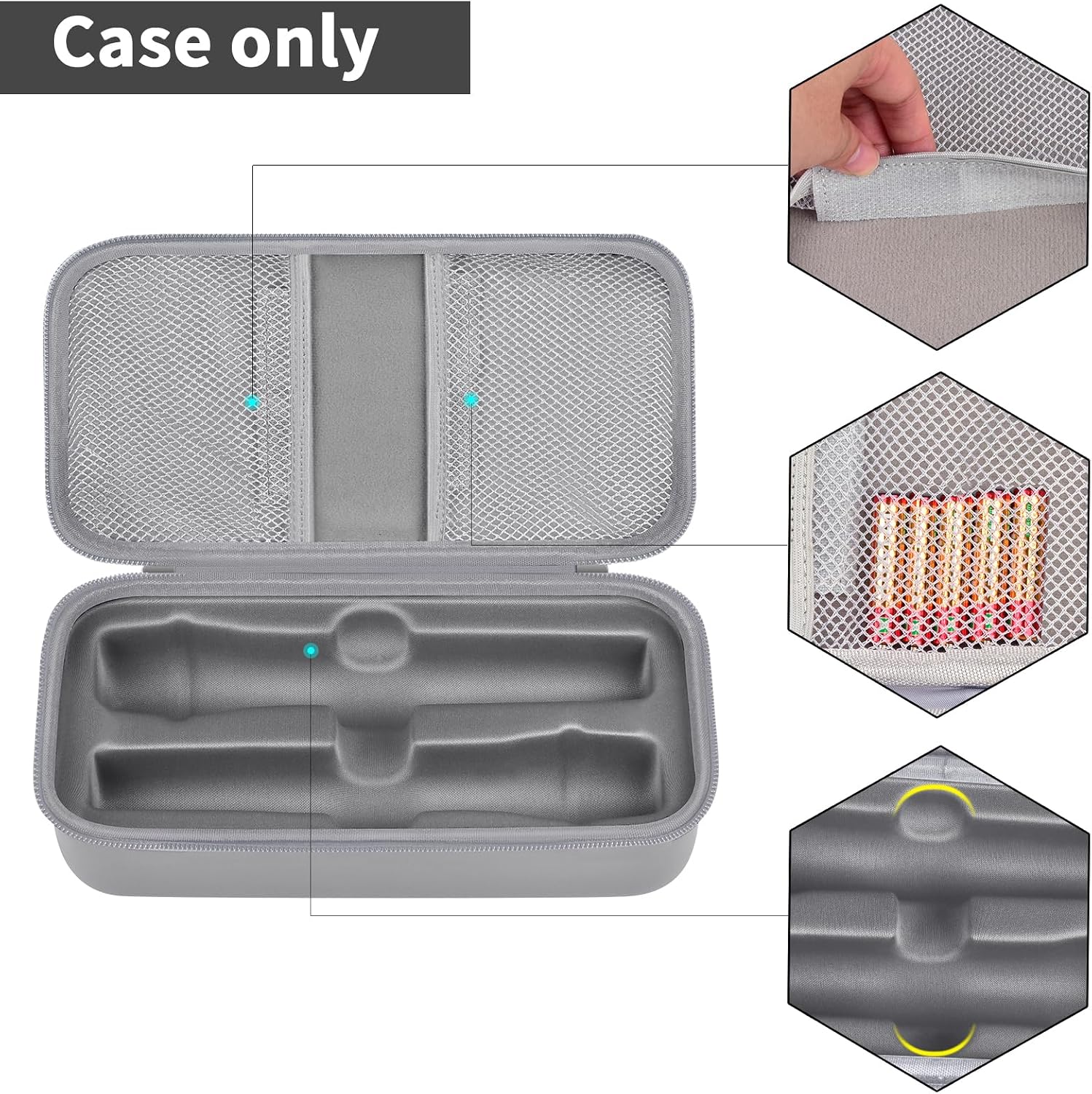 Wireless Microphone Case Compatible with JBL Wireless Two Microphone System, Handheld Dual Mic Travel Bag for Singing or Karaoke for Receivers, Adapters, AA Batteries image 5