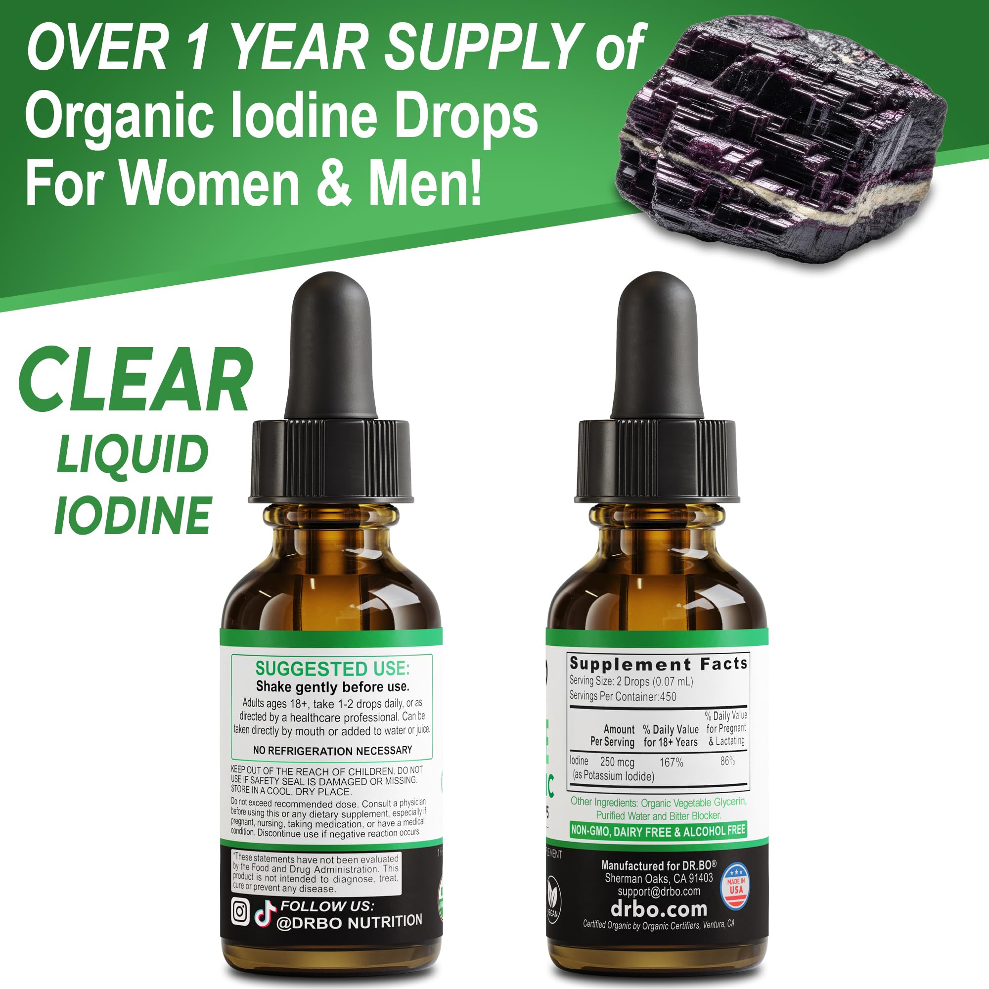 Iodine Liquid Drops Potassium Iodide - 1 Year Supply Pure Clear Organic Iodine Drops Supplement Plus Thyroid Support - Organic Potassium Iodide Liquid Supplement Tincture Thyroid Supplements 1 Fl Oz — Amazon image 9
