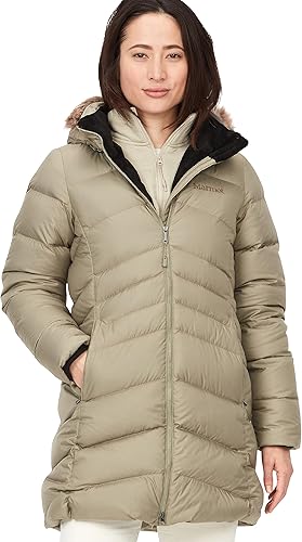 Miniatura 26 de MARMOT Chaqueta acolchada de plumón Montreal hasta la mitad del muslo para mujer Negro,Cocodrilo,gris (Glacier Grey),Marina de medianoche,Acai