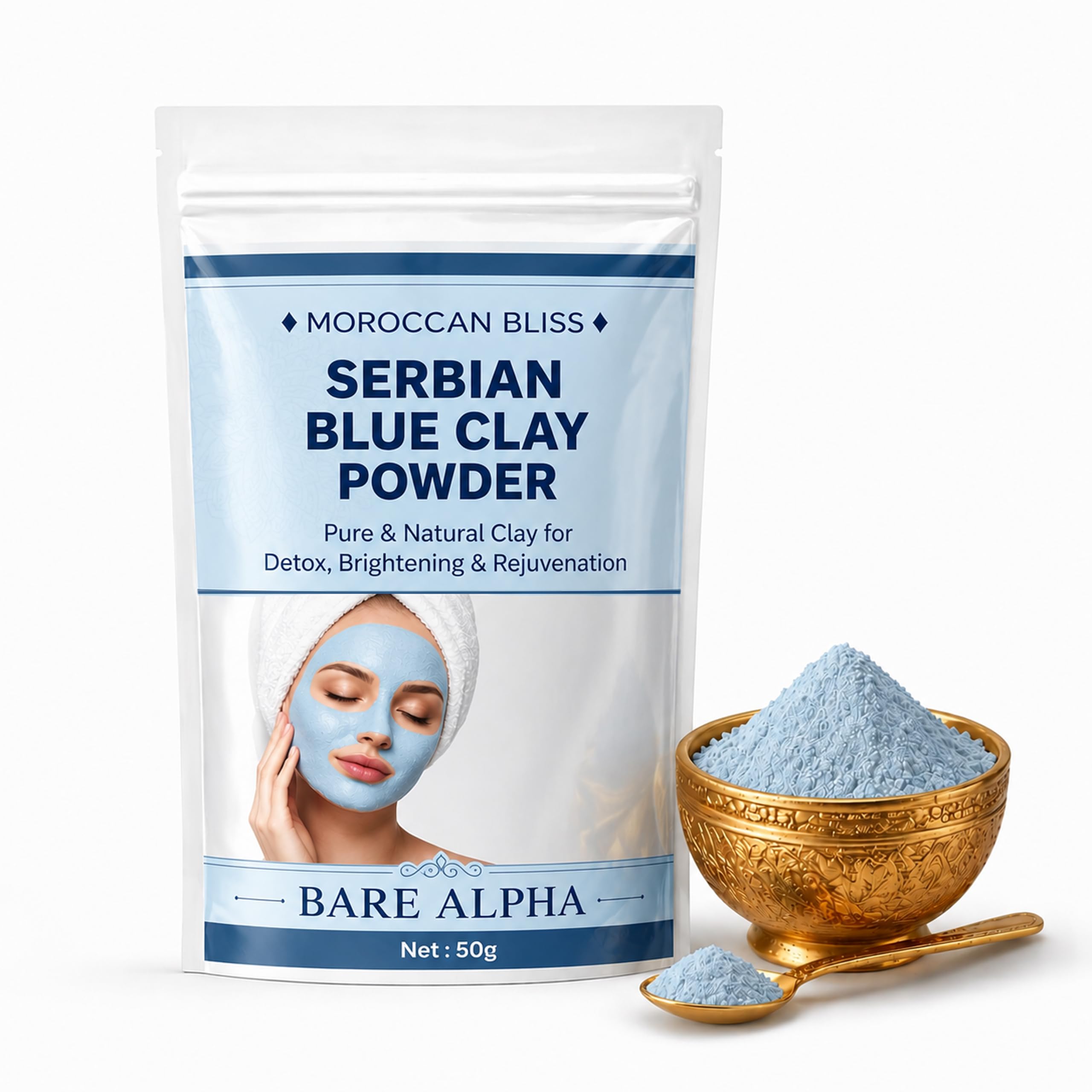 Natural Nila Moroccan Blue Powder - 100gm (50g x 2) | 100% Natural Indigo Blue Powder for Skin Brightening, Tan Removal & Detox | Traditional Moroccan Hammam Beauty Treatment | Face & Body Care (100g)-image-14
