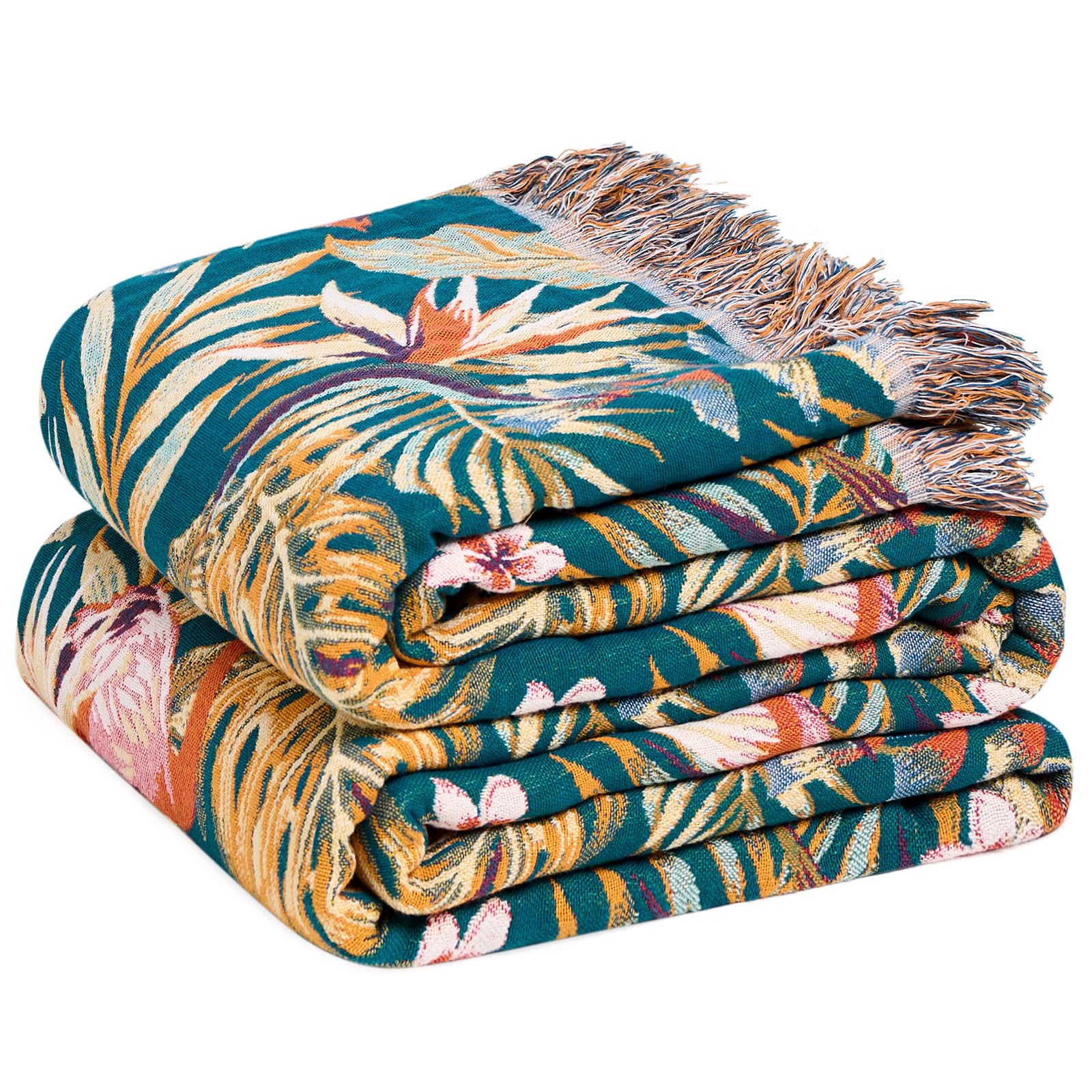 LUTBM Boho Throw Blanket for Bed 60"x80", All Season Cotton Couch Blankets