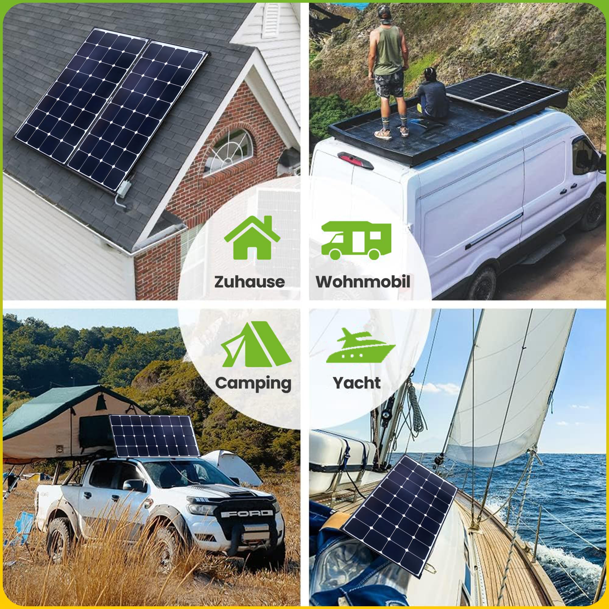 Offgridtec© 300W MPPT 12V Wohnmobil Komplettset EBL-Option mit Hochleistungspanels MPPT Regler und Installationsmaterial