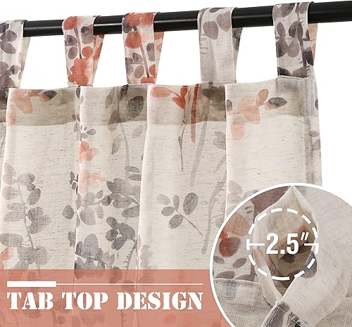 Miniatura 3 de H.VERSAILTEX Cortinas traslúcidas de lino para sala de estar, paneles traslúcidas de 95 pulgadas de largo con pestaña filtrante de luz en la parte