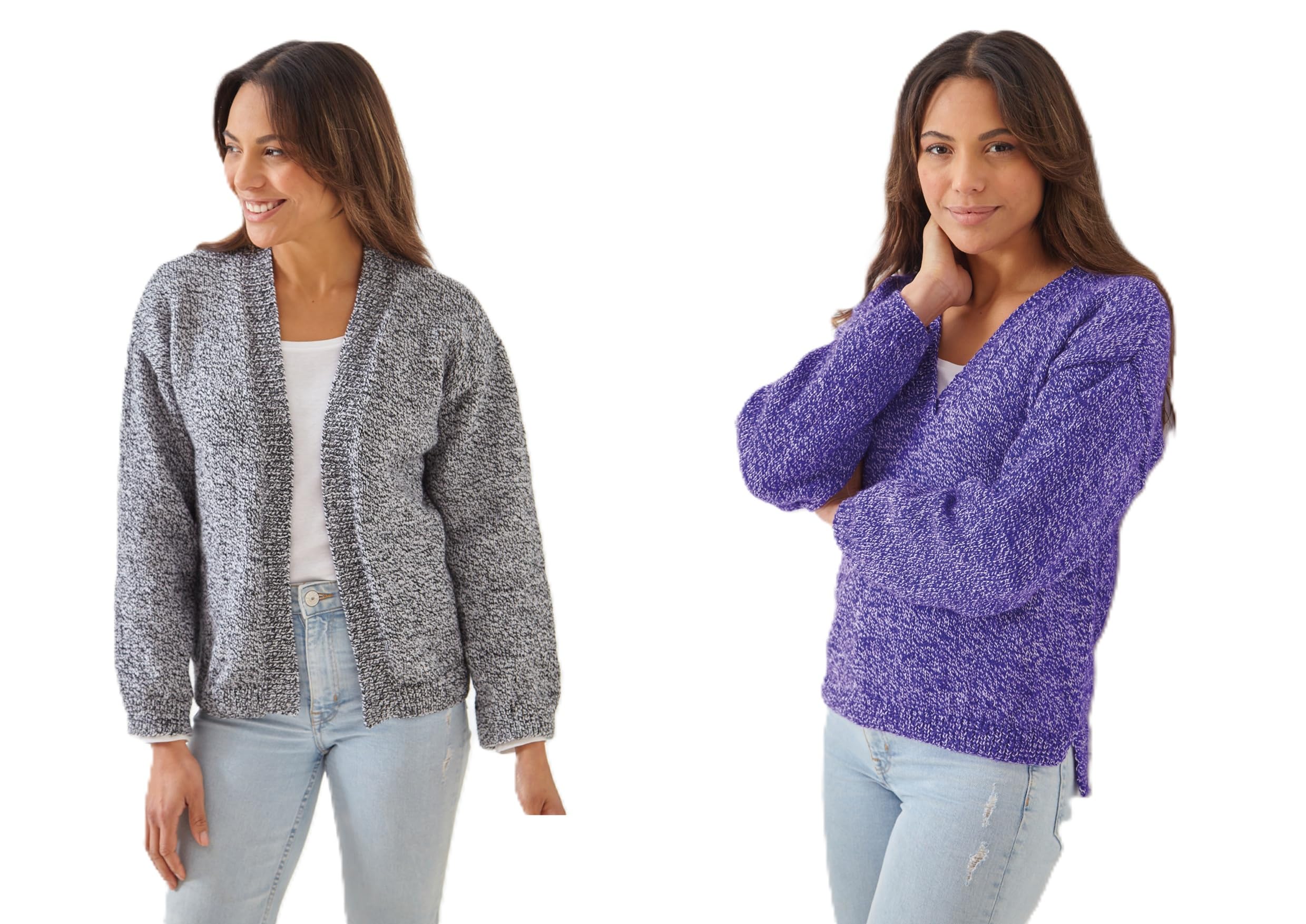 King Cole DK Knitting Pattern Pamphlet - 6132 Ladies Sweater & Cardigan (32"-50")
