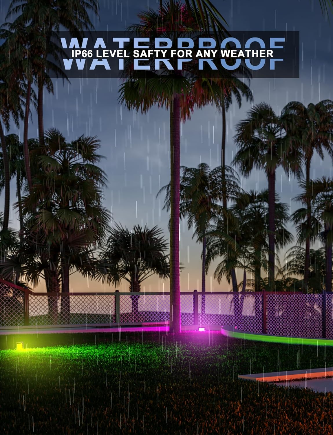 LED Flood Light Outdoor 500W Equiv, 50W RGBW Color Changing Outdoor Floodlights with Remote, Uplighting Indoor IP66 Landscape Floor Lighting Stage Spotlights, Uplights for Christmas Events