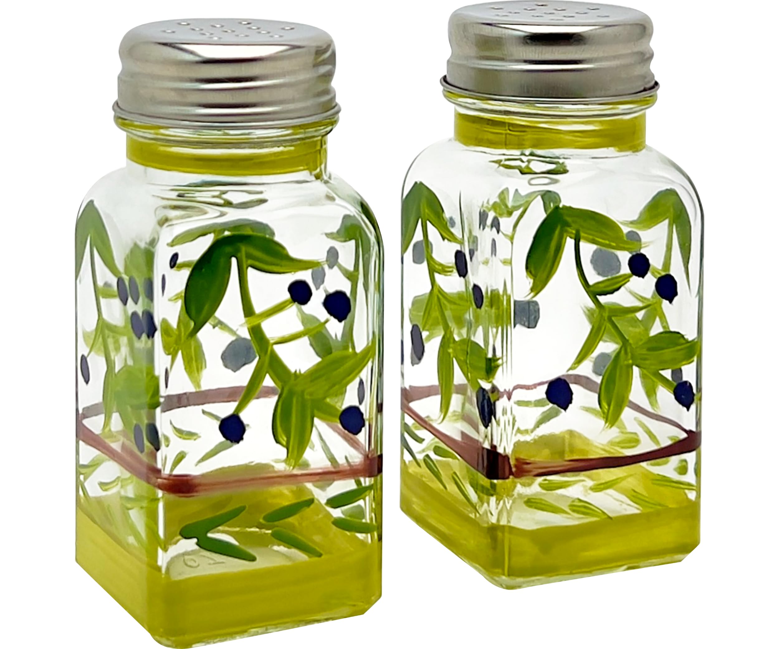 Hand Painted Olive Branch Salt & Pepper Set -1