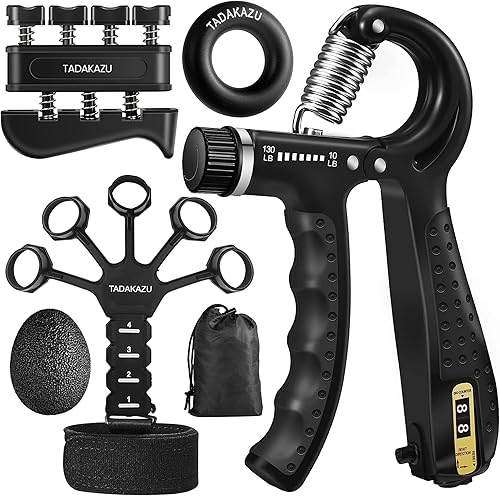 Miniatura 8 de Kit de entrenamiento de fuerza de agarre (paquete de 5) fortalecedor de agarre de mano, ejercitador de dedos, ejercitador de extensión de mano,